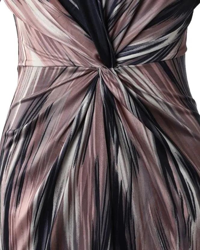 Женское платье с V-образным вырезом, элегантное платье с абстрактным принтом, украшенное принтом, с разрезом и рукавами-бабочками, лето 2023