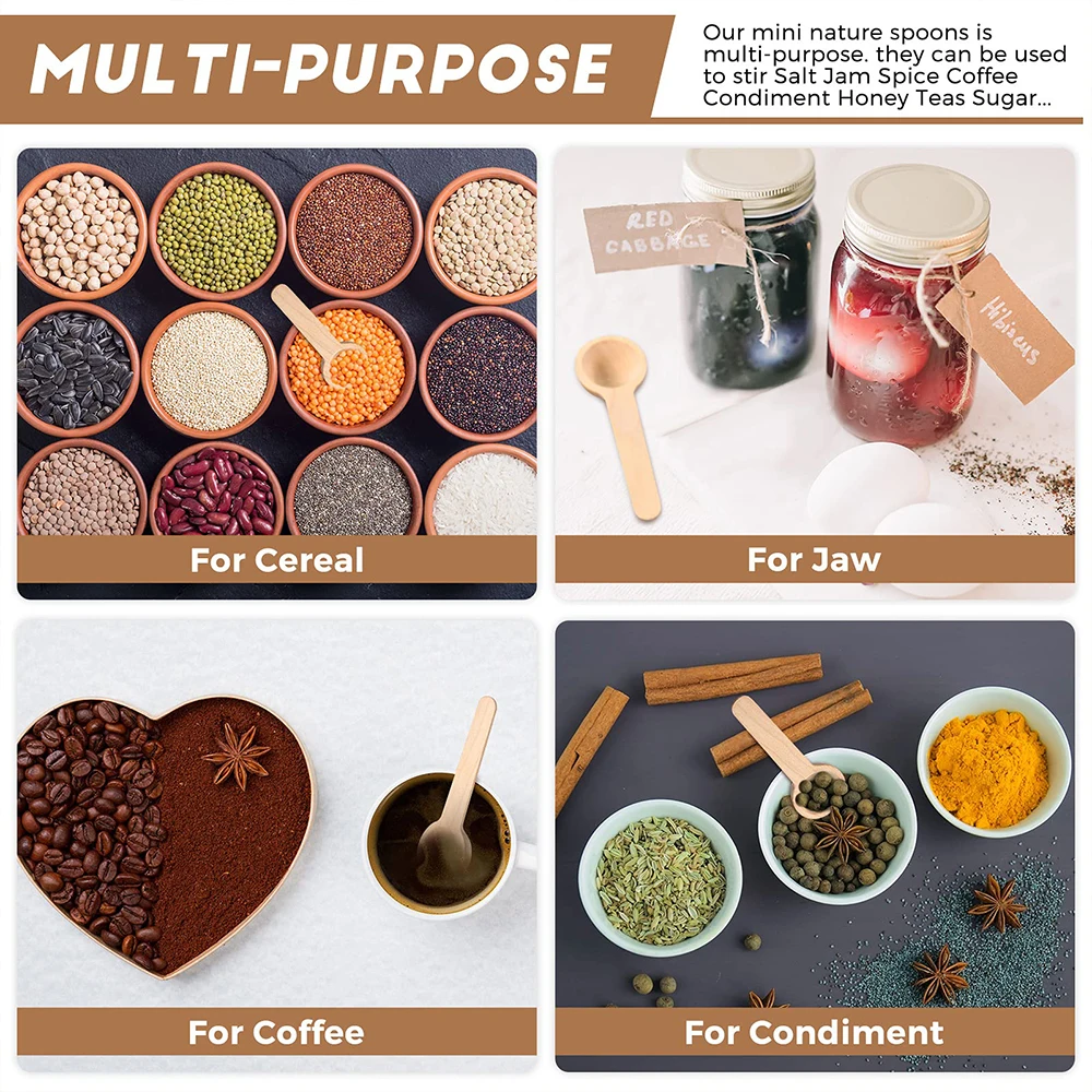 100 шт. деревянные мини-ложки для специй варенья кофе меда чая сахара приправ |