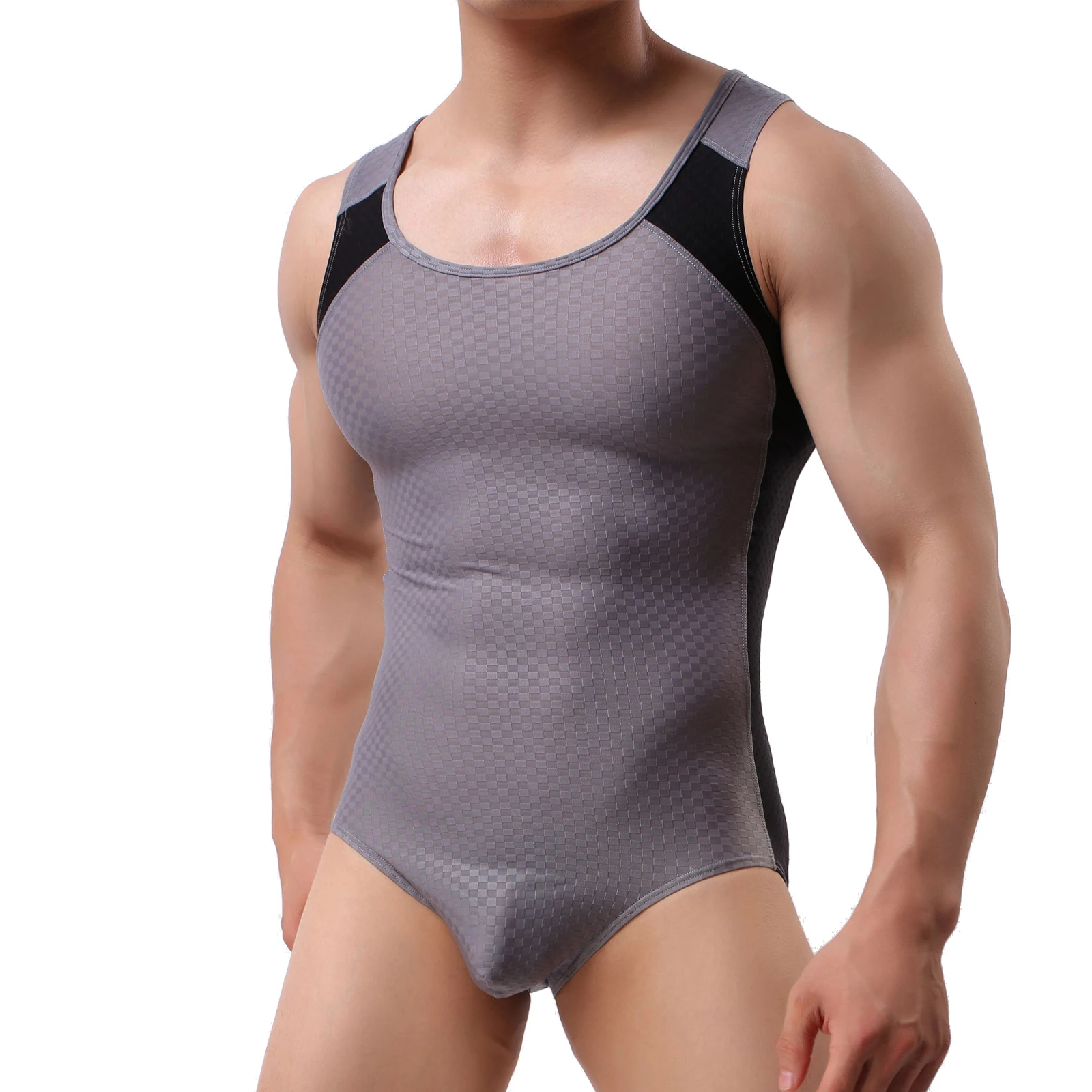 FYXLJJ Fashion Men's Underwear Leotard Bodysuit Body Shaper Tight Fitness Body Building Men Singlet Slimming Undershirt Jumpsuit