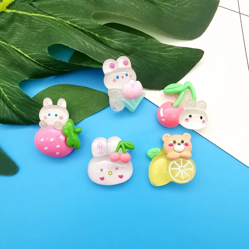 10 шт. кавайный мультяшный прозрачный кролик из смолы для самостоятельной сборки