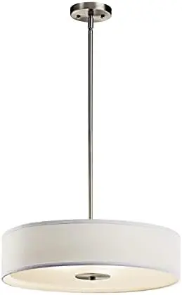 

Semi Flush Drum Pendant Lighting, Brushed Nickel 3-Light (20" W x 12" H) 300 Watts,Small (20" Width)