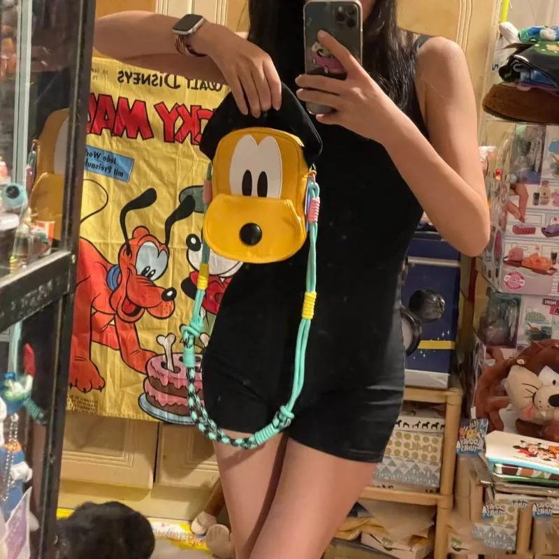 Фото Повседневная сумка через плечо Disney Pluto Dog Face, легкая нейлоновая сумка-слинг с регулируемым цветным ремешком для ежедневного использования №2