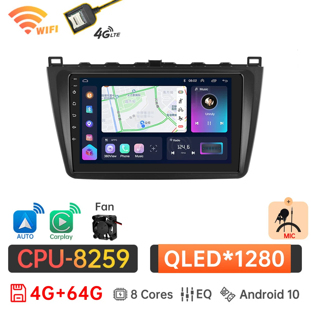 

Автомагнитола 2DIN для Mazda 6 2 GH 2007- 2012 с Android 12, мультимедийным радио, видеоплеером, навигацией, 4G + WIFI, GPS