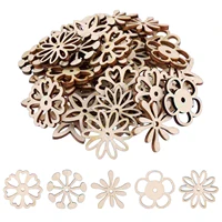50pcs wooden spring ornaments wood flower pieces wood scrapbook embellishments wooden ornaments to christmas tree ornament