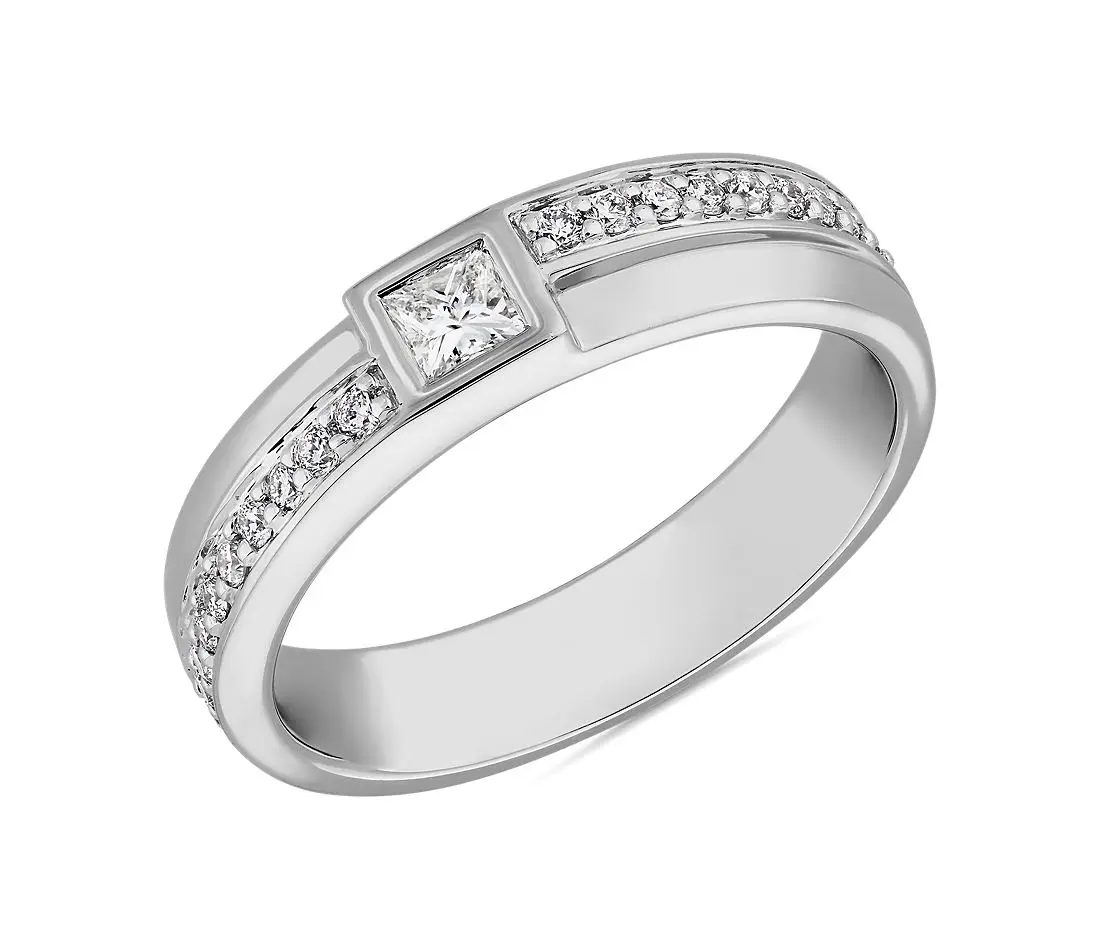 

JOVOVASMILE Moissanite Ring Men 0.14carat Princess Cut Total 20pcs 0.16ct Round Shape Engagement Ring 925 Sterling Silver