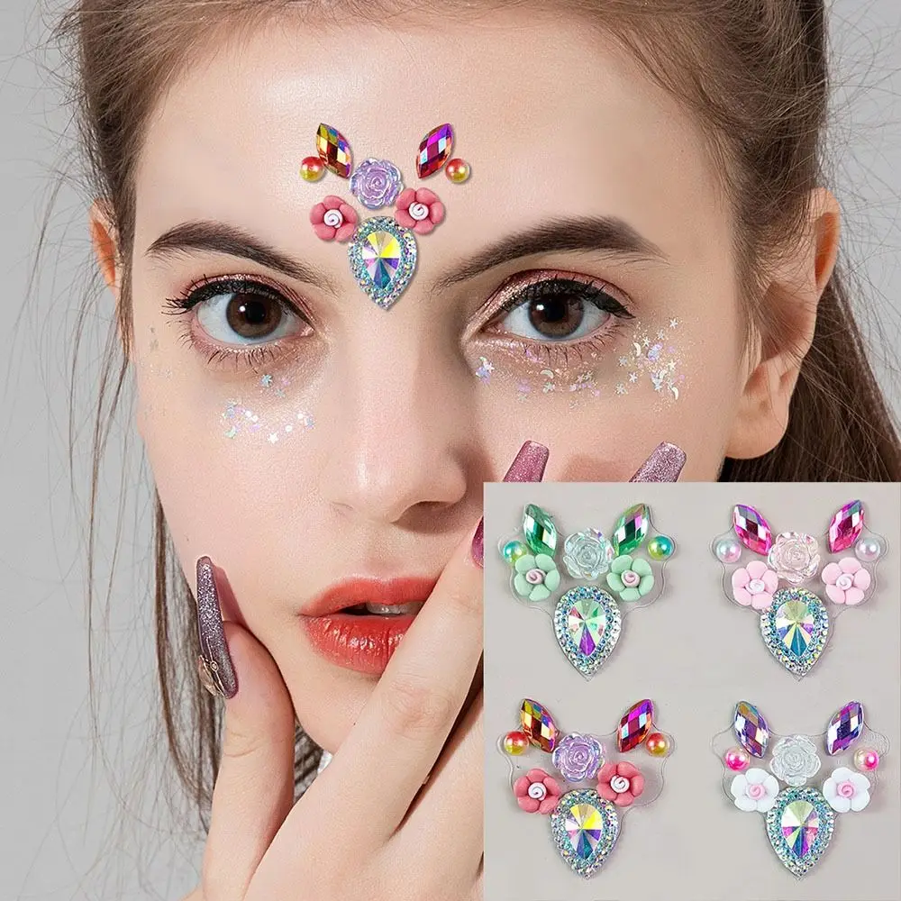 

3D Crystal Makeup Diamond Sticker Tattoo Tool Diamond Mask Temporary Rhinestone Tattoo Festival Glitter Face Stickers Stage