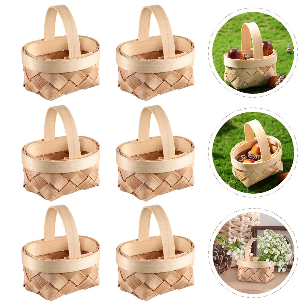 

6pcs Mini Woven Baskets Farmhouse Small Basket Wedding Candy Gift Baskets