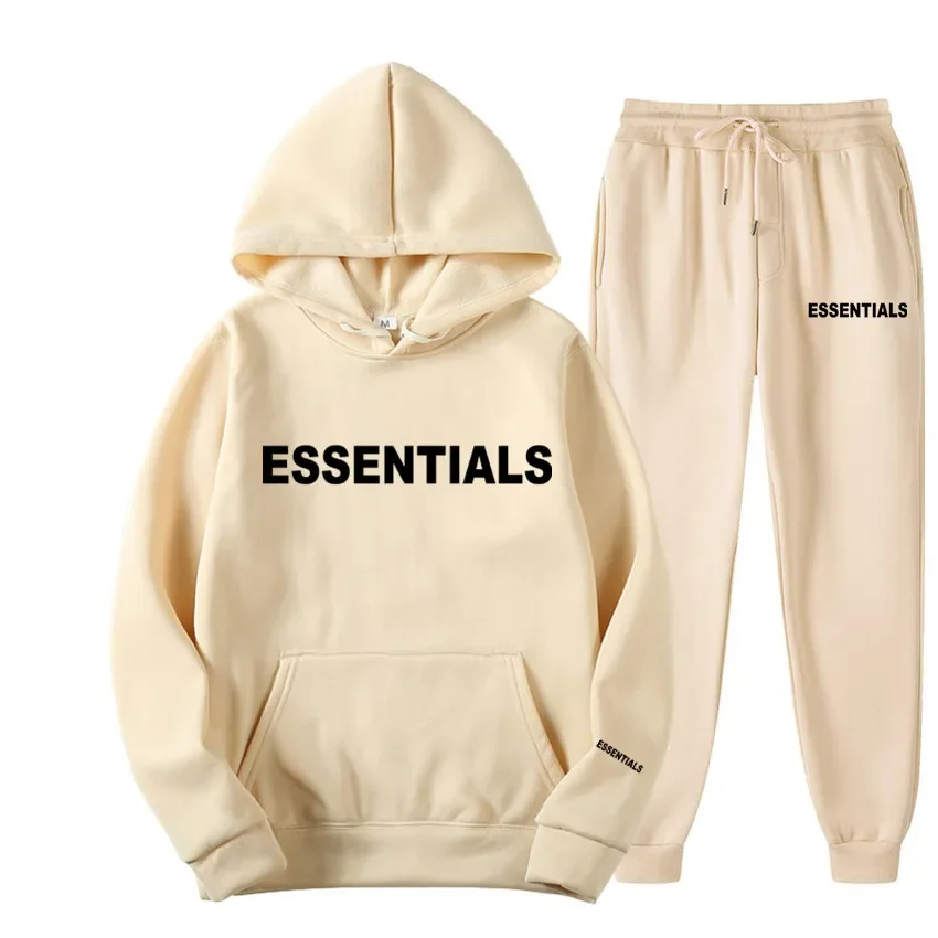 

ESSENTIALS Hoodie Set with Reflective Letter Printing for Men and Women Super Dalian Brushed Hoodie Fashion Hip Hop Street