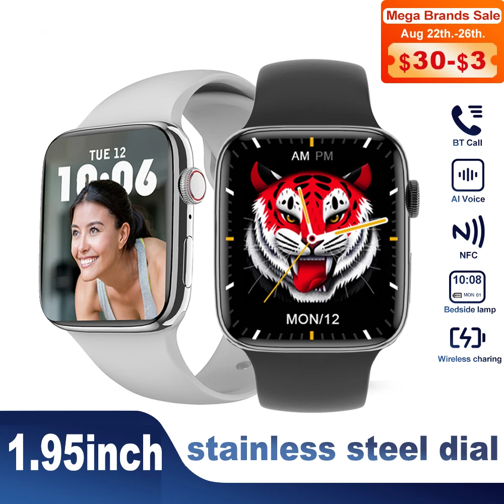 

IWO DT7 PRO Max Stainless Steel Smart Watch 1.95 Inch HD Big Screen NFC Wireless Bluetooth Call Charging Heart Rate DT NO.1 7Max