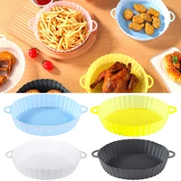 air fryer reusable pot silicone easy to clean oven baking tray ninja round liner pizza plate grill pan mat air fryer accessories