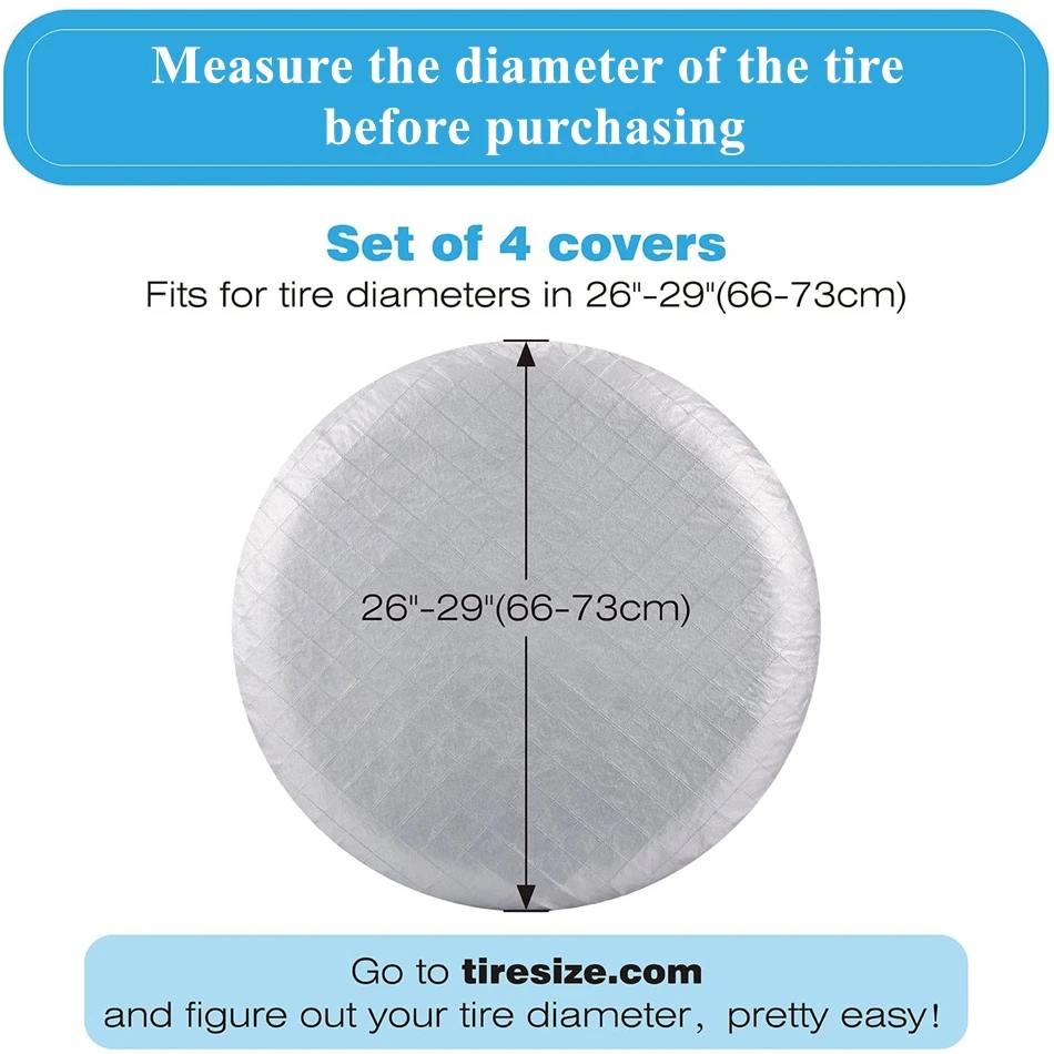 BENOO Silver Tire Covers for RV Wheel Oxford Waterproof UV Sun Protectors for Universal Van SUV Vehicles Diameter 19