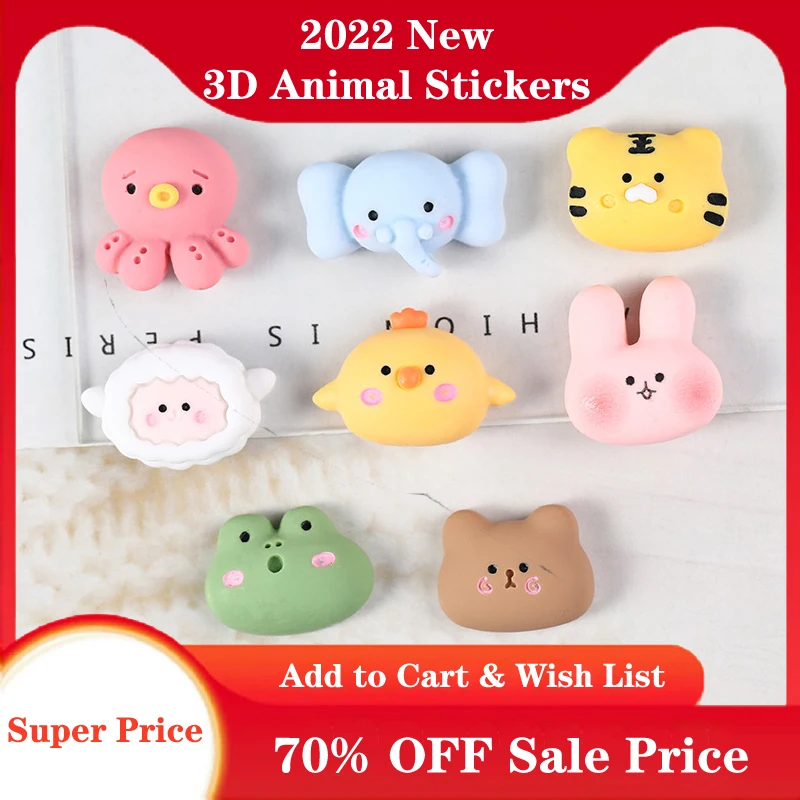 

Cartoon Animals 3D Stickers 2022 New Cute Resin Decorative Stickers Girls Children DIY Mobile Phone Shell Hand Account Stickers