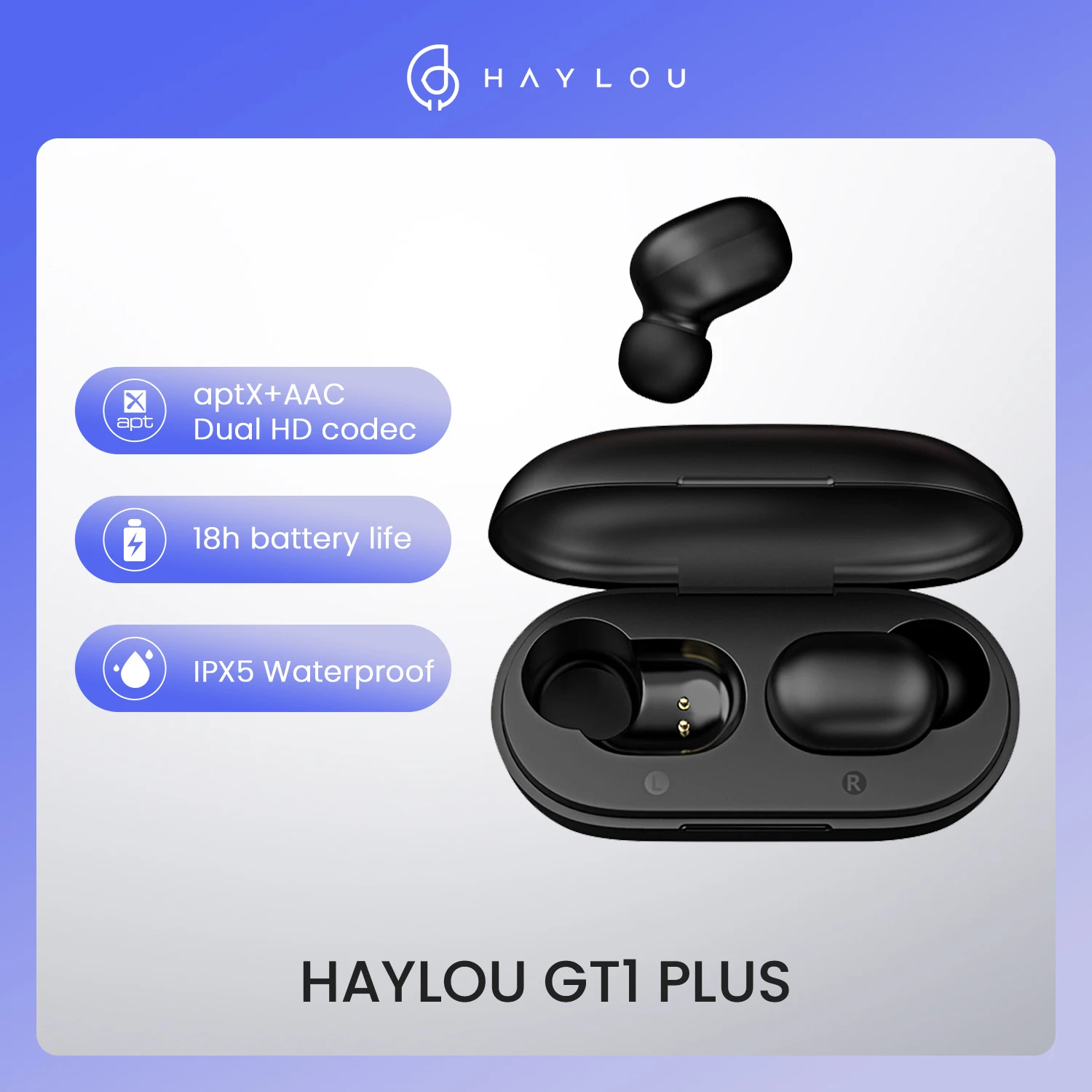 Haylou GT1 Plus-auriculares, inalámbricos por Bluetooth, auriculares APTX de auténtico sonido 3D con control táctil y cancelación de ruido DSP, chip QCC 3020