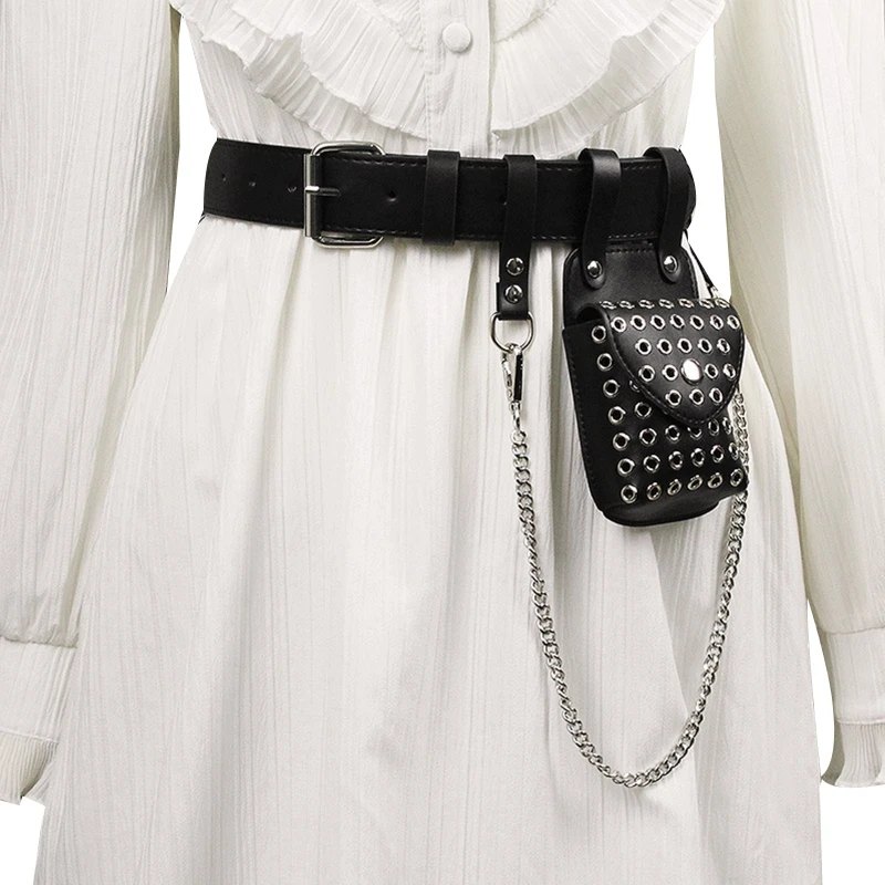 

Faux Leather Waist Bag Large Capacity Belt Bag Women Crossbody Waist Bags with Belt Chain Mobile Phone Bag Purse Clutch