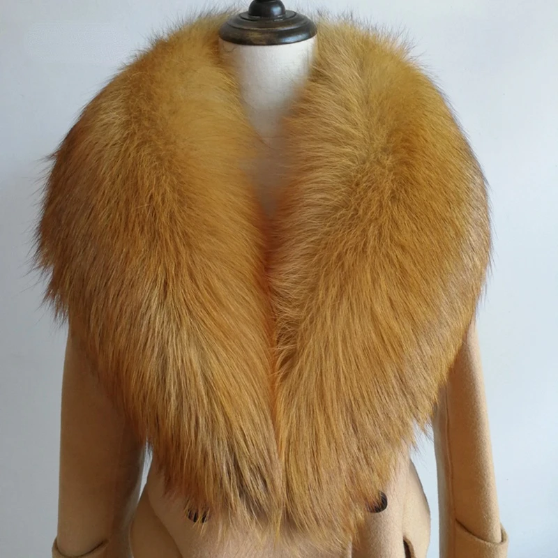 Real Fox Fur Collar For Women Men Coat Jacket Shawl Wraps Winter Warm Fur Collar Extra Large Size Neck Warmer Fur Scarf Shawls