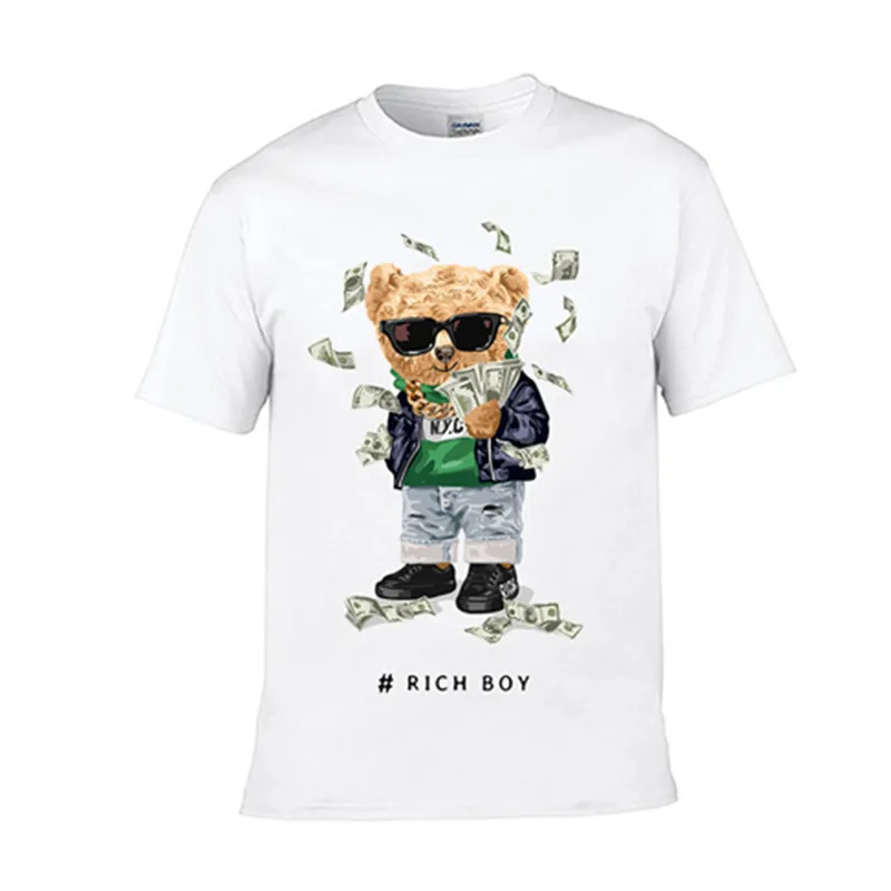 

Sunglasses Banknote Bear Print Tshirt Women Fashion Cartoon Casual T-shirt Female Summer Short Sleeved Tops Tees Unisex T-shirt