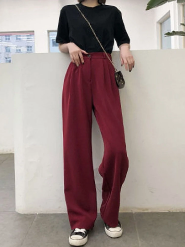 

Wide-leg Pants Womens Fashion In Spring Summer of 2023 Street Clothing Women Loose Solid Color Straight Tube Slim Pants Ladies