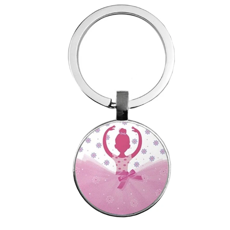 Брелок для ключей со стеклянной выпуклой балериной девушкой брелок с рисунком