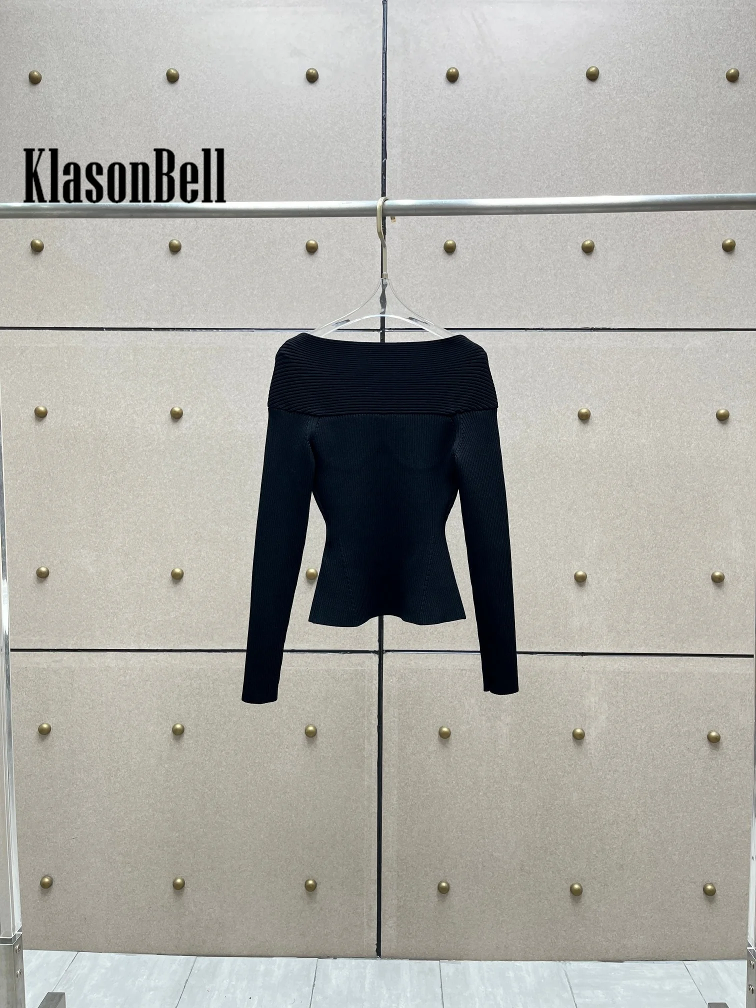 11 28 KlasonBell Ребристый эластичный трикотаж сексуальный с открытыми плечами и