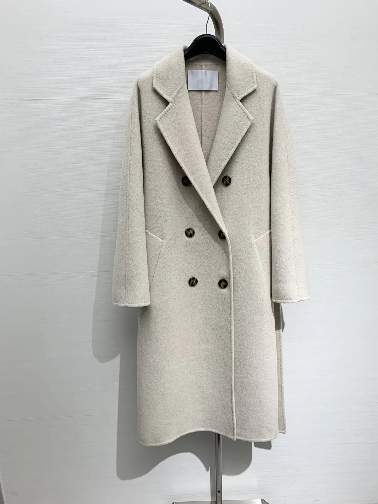 2024 осенняя новая женская одежда классическое двубортное длинное шерстяное