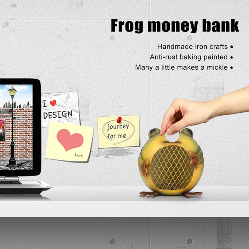 

ABHU Frog Coin Bank Animal Piggy Bank Iron Piggy Bank Bedroom Decor Children's Gift