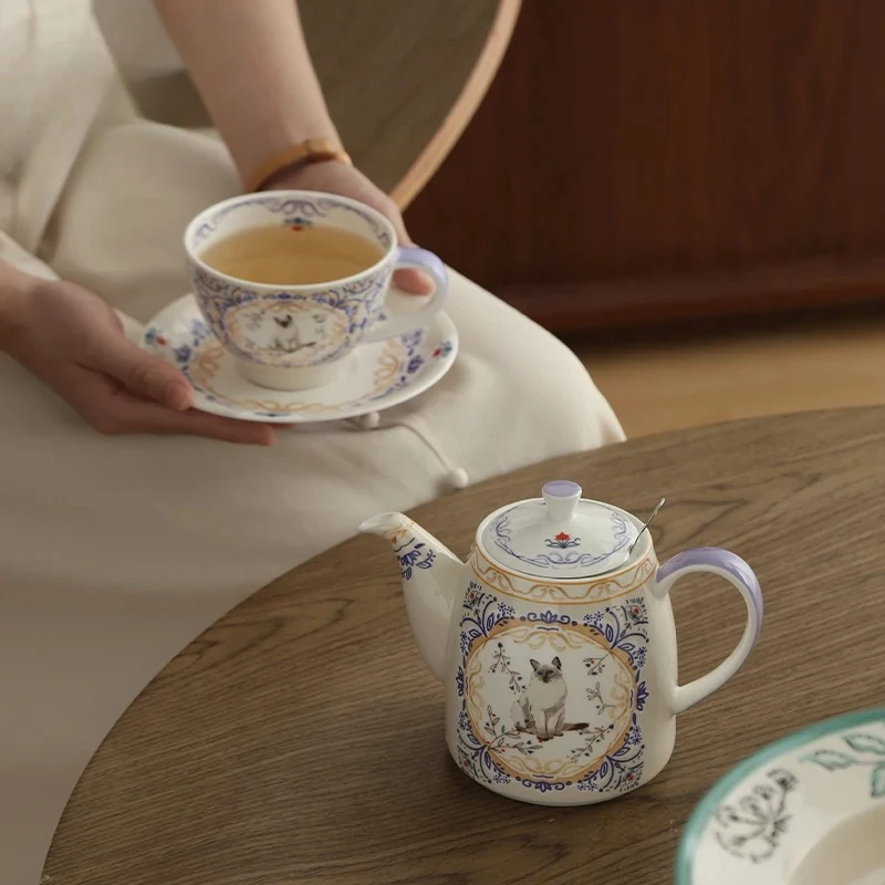 Фото Керамическая кружка-чашка для кофе и чая London Pottery 300 мл, набор из двух чашек с блюдцами из костяного фарфора №5