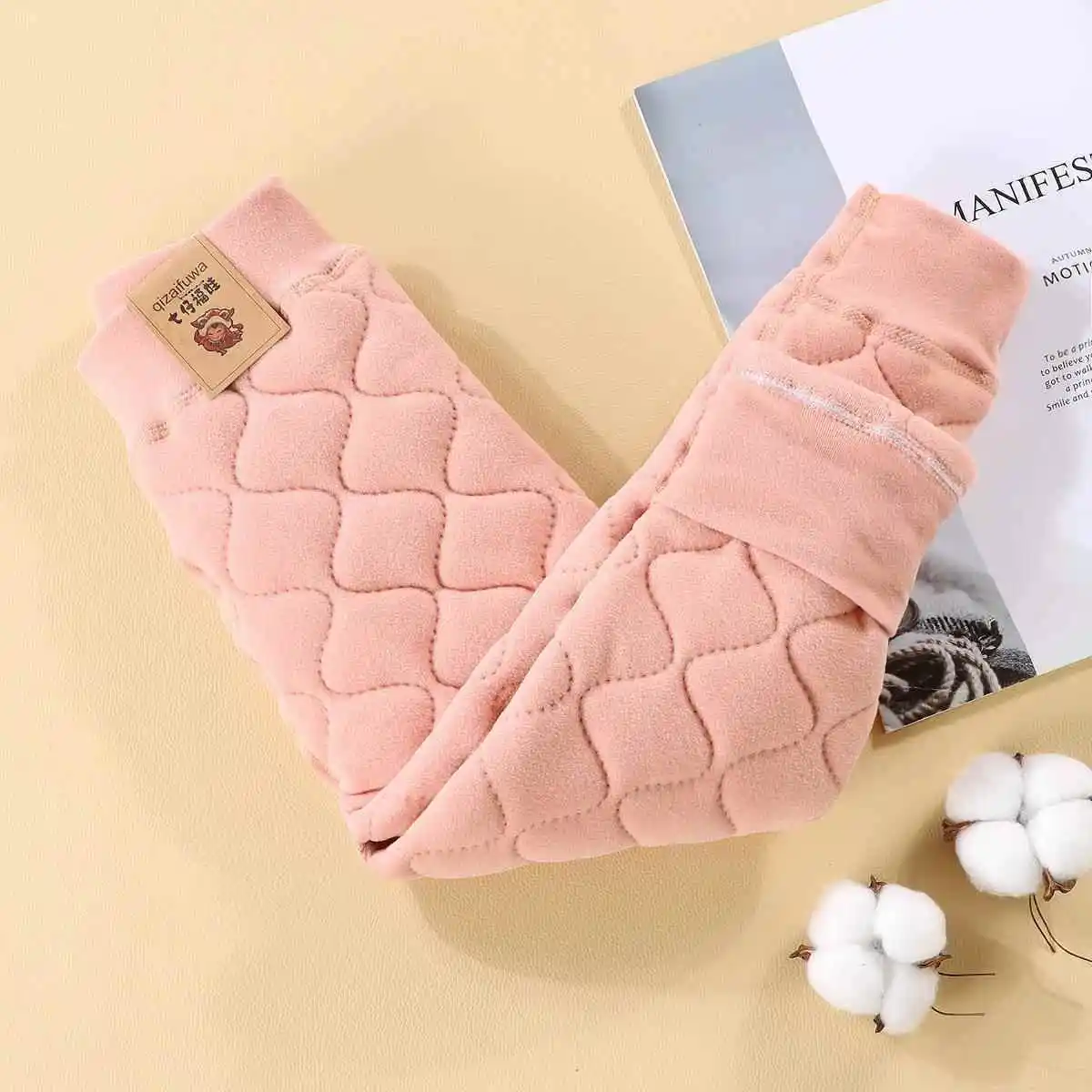 Children Warm-keeping Pants Autumn and Winter Fleece-lined Students Wear School Uniform Artifact Dralon Girls T...
