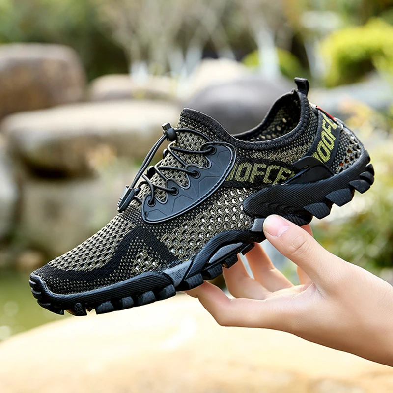SENAGE Men Hiking Shoes Mesh Breathable Male Sneakers Summer Outdoor Trail Trekking Mountain Climbing Sports Camping Shoes