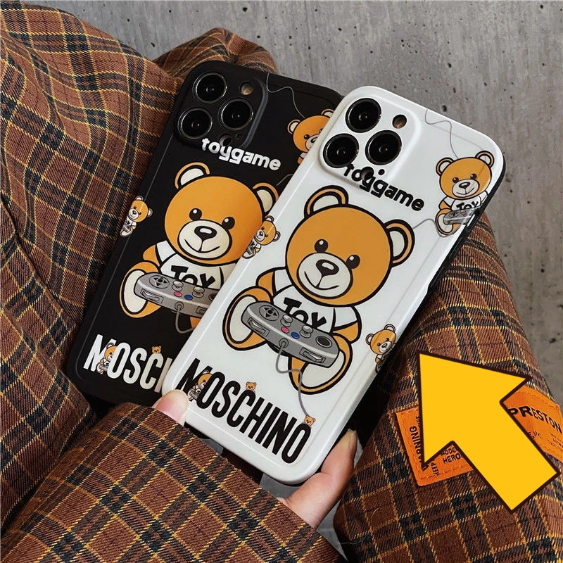 

Phone cover For iphone 13 12 pro max 11 8 7 6 s XR PLUS X XS SE 2020 mini MOSCHINO Case little bear Pattern straight edge frame