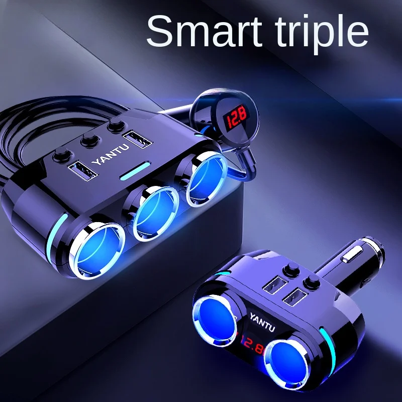 

Quick Charging Car Charging One Drag Three Cigarette Lighter Splitter Car Charger Full Function Socket Splitter Adapter