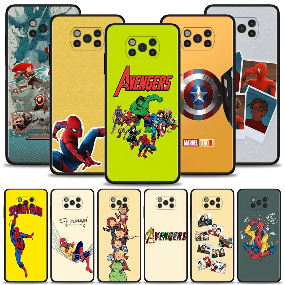 

Silicone Case For Xiaomi POCO X3 NFC X3 M3 M4 Pro X3 F3 GT Pocophone F1 Phone Cover Marvel Cartoon Avenger Heros Spiderman