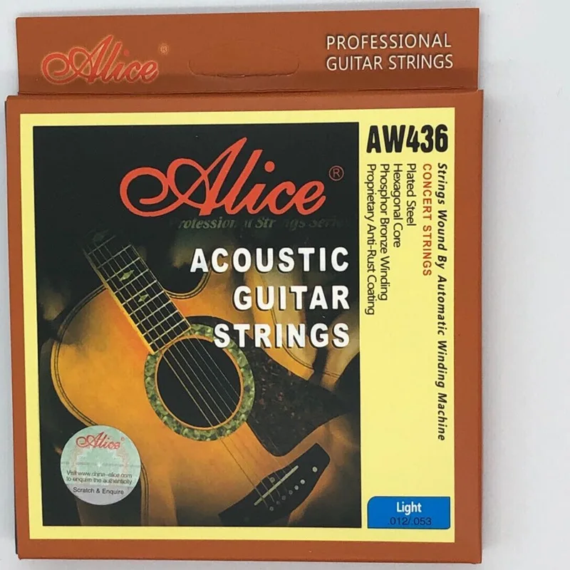 

Guitar String Alice AW436/432 6pcs/set Acoustic Guitar Strings 012-053 Premium Phosphor Bronze Strings