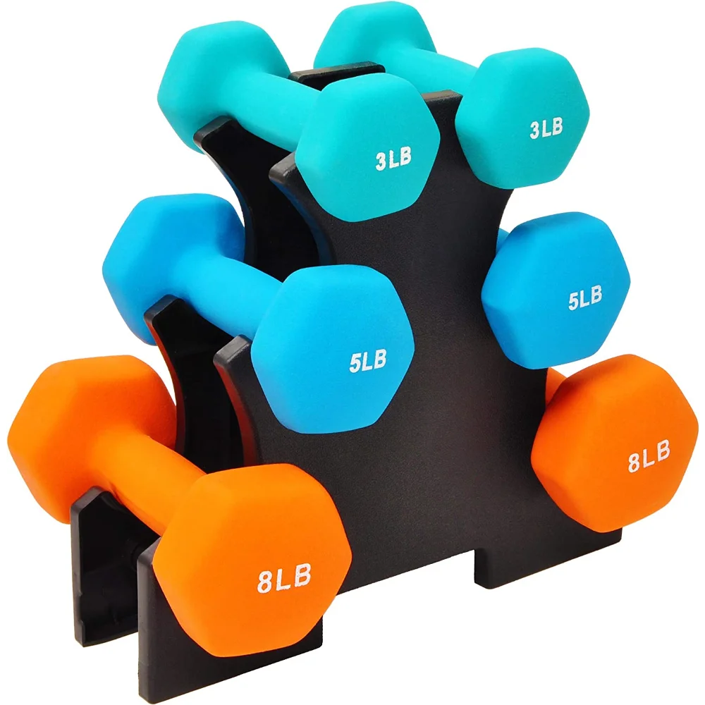 

Signature Fitness Rubber Coated Hex Dumbbell Weight Set and Storage Rack, Multiple Packages