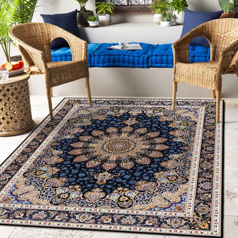 

Vintage Persian Carpet In The Living Room Bedroom Bohemia Morocco Ethnic Area Rugs Non Slip 3D Mandala Geometric Print Door Mat