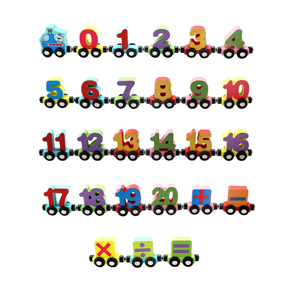 

27 Pcs Digital Train Early Educational Toy Kids Building Blocks Letter Kids Number Wooden Children Mathematics Building Blocks