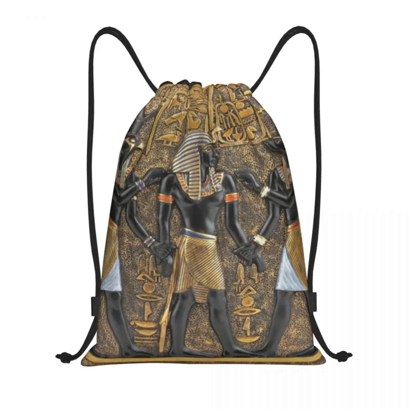 

Ancient Egypt God Horus And Anubis Drawstring Backpack Sports Gym Bag for Women Men Egyptian Pharaoh Shopping Sackpack