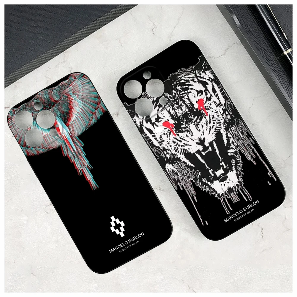 Модный итальянский дизайнерский чехол для телефона IPhone 14 13 11 12 Pro 8 Plus X 13 Pro MAX XR XS MINI, мягкие черные чехлы M-Marcelo Burlons