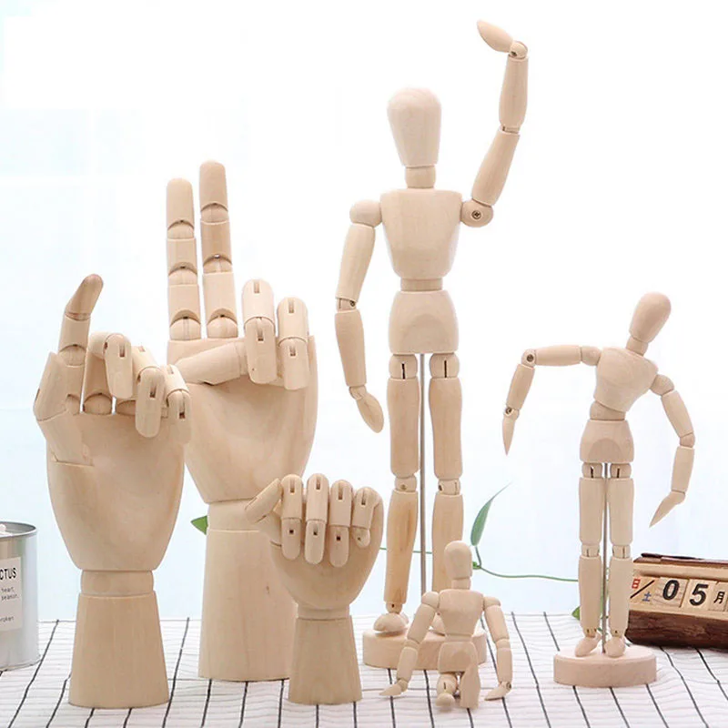 

Деревянная ручная модель, ручные фигурки, вращающийся манекен для рисования, эскизов, миниатюры, украшение для офиса, дома, рабочего стола, комнаты
