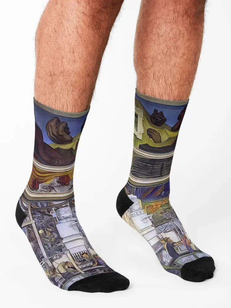 Носки известных картин Диего Ривера цветные противоскользящие яркие Подвязки