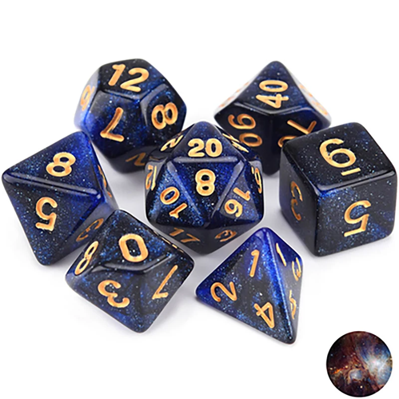 Фото Настольная игра Polyhedral игральные кости DND Set Nebula Polyhedral Game Dice для ролевых игр Подземелья и Драконы MTG D20 D12 D10 D8 D6 D4 №1