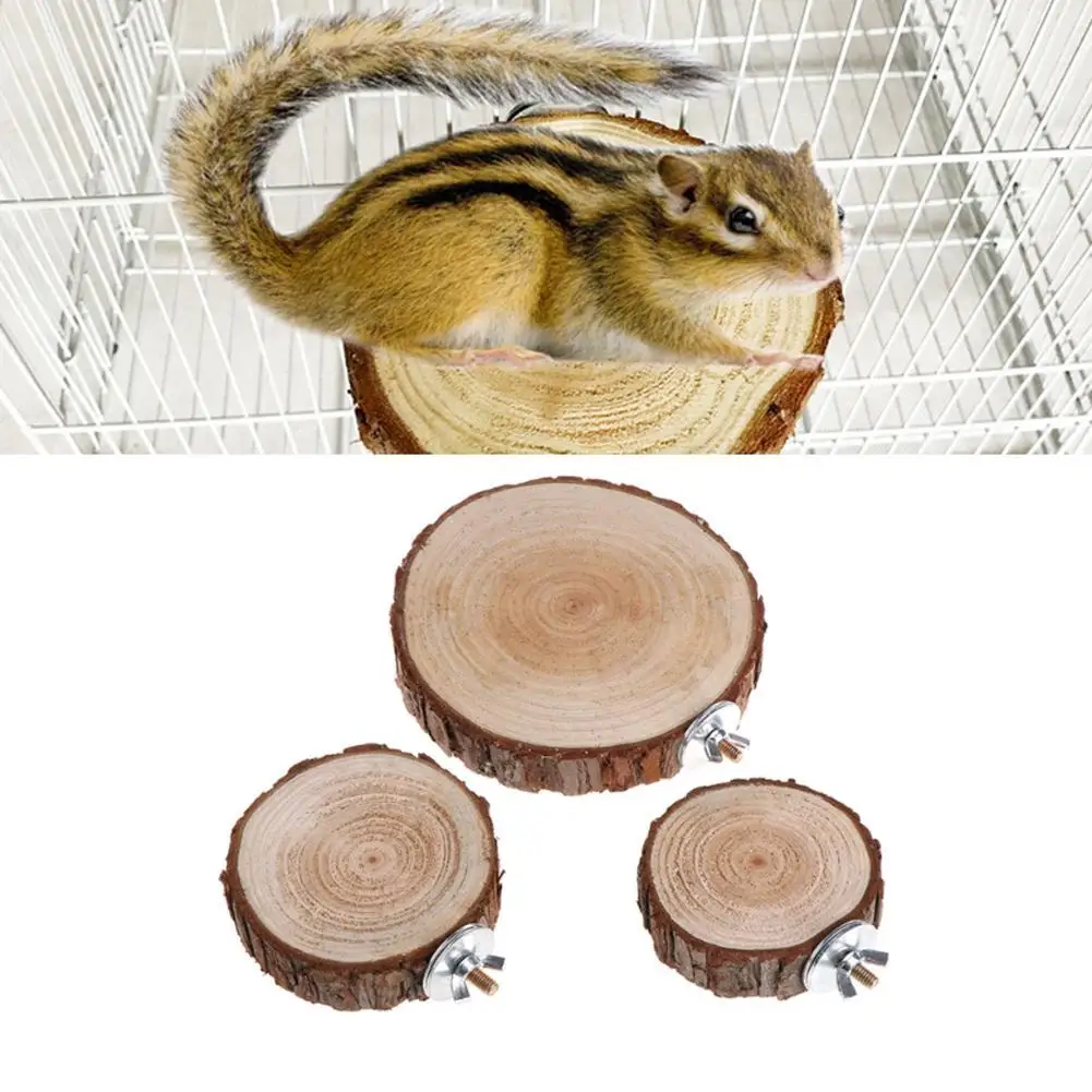 

NEW Pet Parrot Bird Cage Perches Platform Round Wooden Stand Board Birds Biting Toys Small Pets Supplies