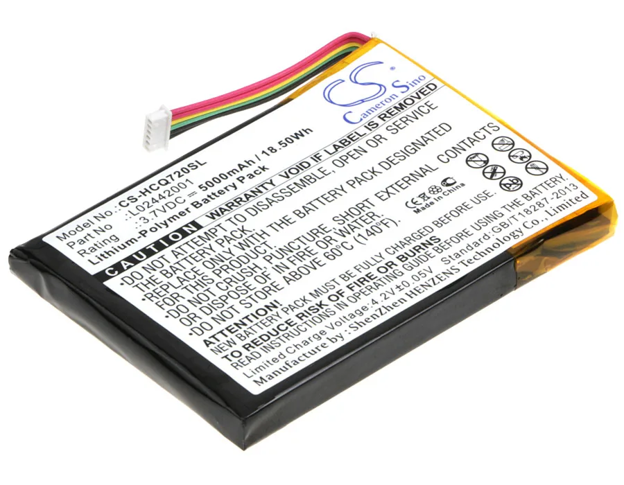

Аккумулятор Cameron Sino для HP L02442001 CQ720A,eStation Zeen,Photosmart eStation C510 5000mAh / 18.50Wh