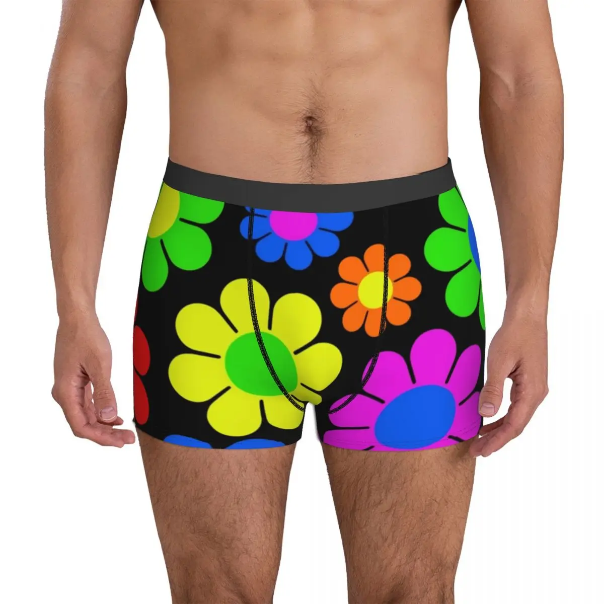 

Hippy Flower Power Underwear Daisy Spring Pattern Men Boxer Brief Elastic Boxershorts High Quality Printing Oversize Underpants