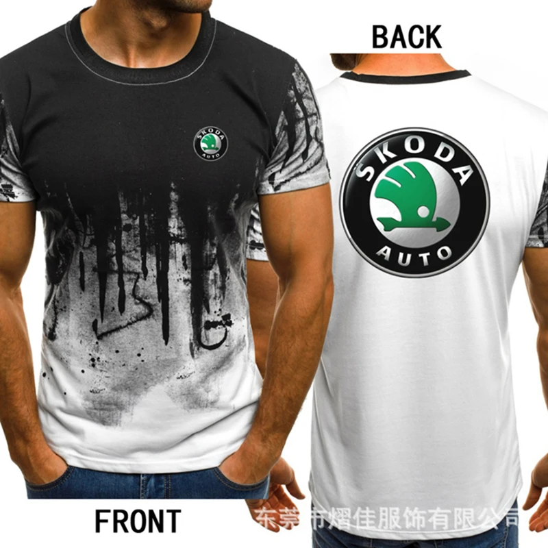 

Мужская хлопковая футболка с коротким рукавом, с градиентным переходом цвета