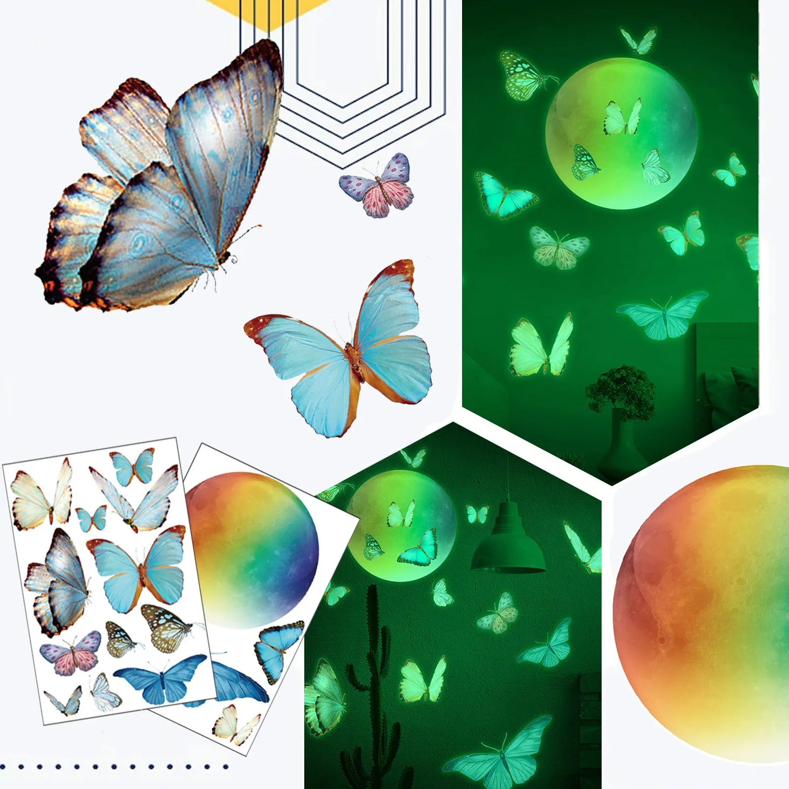 

Colorful Glowing Wall Sticker Kids Room Bedroom Ceiling Art Decal Home Decor Glow In The Dark Sticker Silver Bathroom Decor