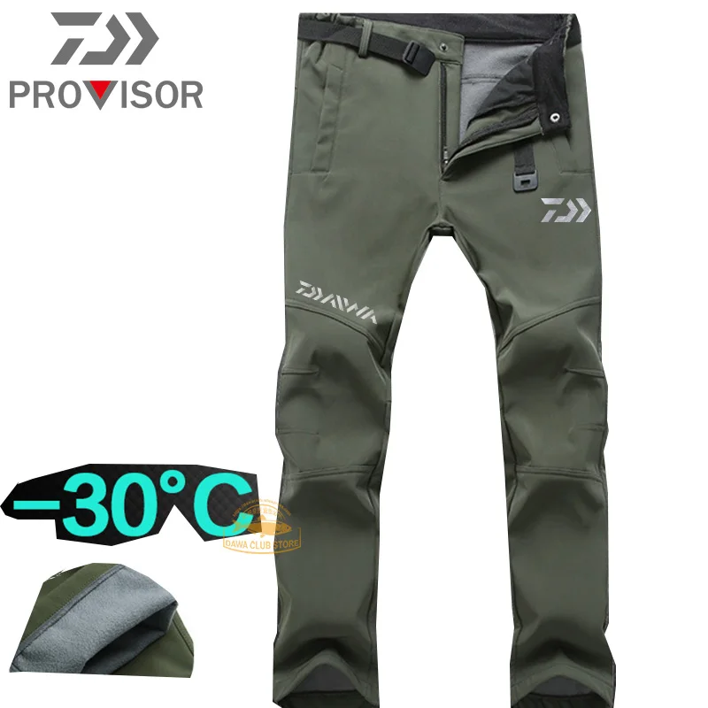 

Fishing Waterproof Pants Winter Men Outdoor Ski Sports Warm Fleece Solid Color Trousers Fishing Thick Breathable Pants