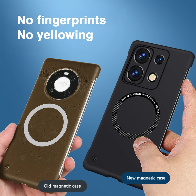 Фото Магнитный противоударный чехол для Redmi Note 13 Pro Plus Pro + 5G, тонкий жесткий ПК, защита камеры с беспроводной зарядкой, оригинальная задняя крышка №4