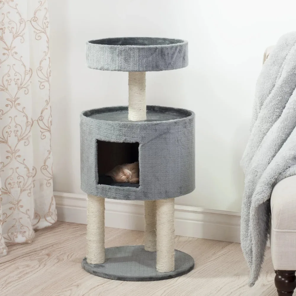 

Кошачья чесалка для домашних животных Kitty Cat Condo с верхним балконом-серая чесалка для домашних животных с домом для кошек, скребки для кошек, предлагаем игрушку Katzen