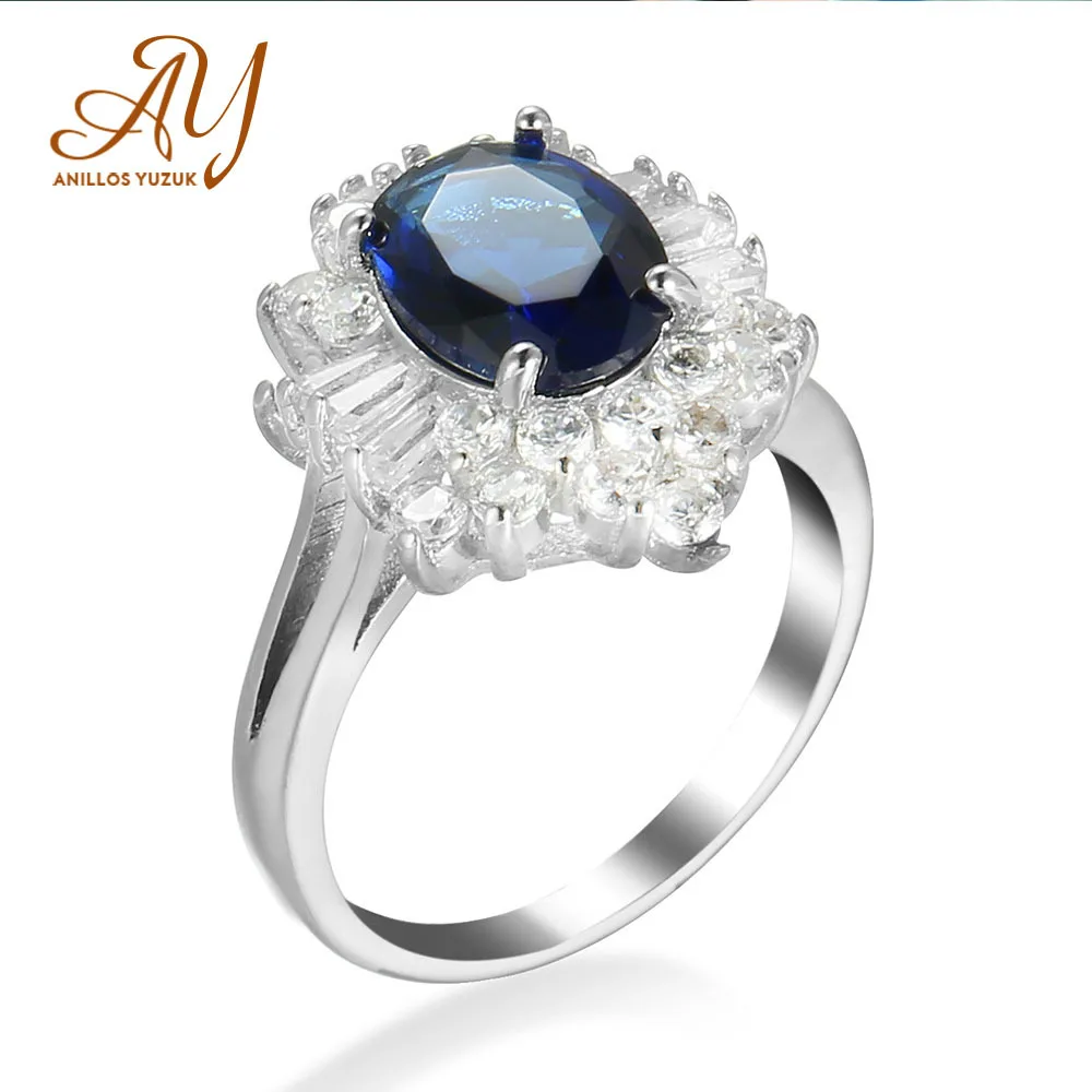 

Женское Винтажное кольцо с сапфиром Anillos Yuzuk, обручальное кольцо в форме цветка с инкрустированным синим цирконием, Ювелирное Украшение из с...