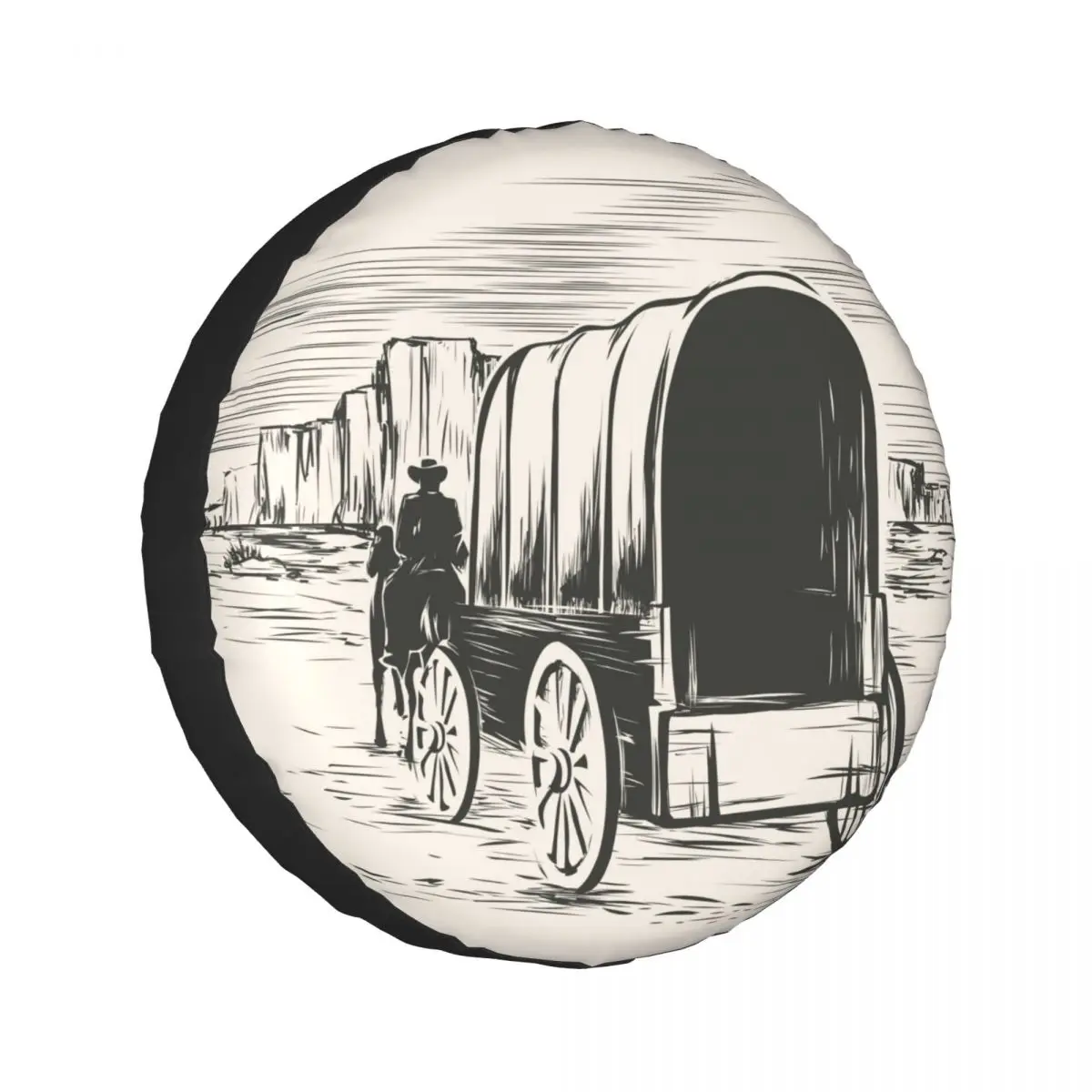 

Car Wheel Tyre Cover 13/14/15/16 Inch Old Wagon Wild West Prairies Horse Spare Tire Cover Soft Protector Pouch Car Accessories